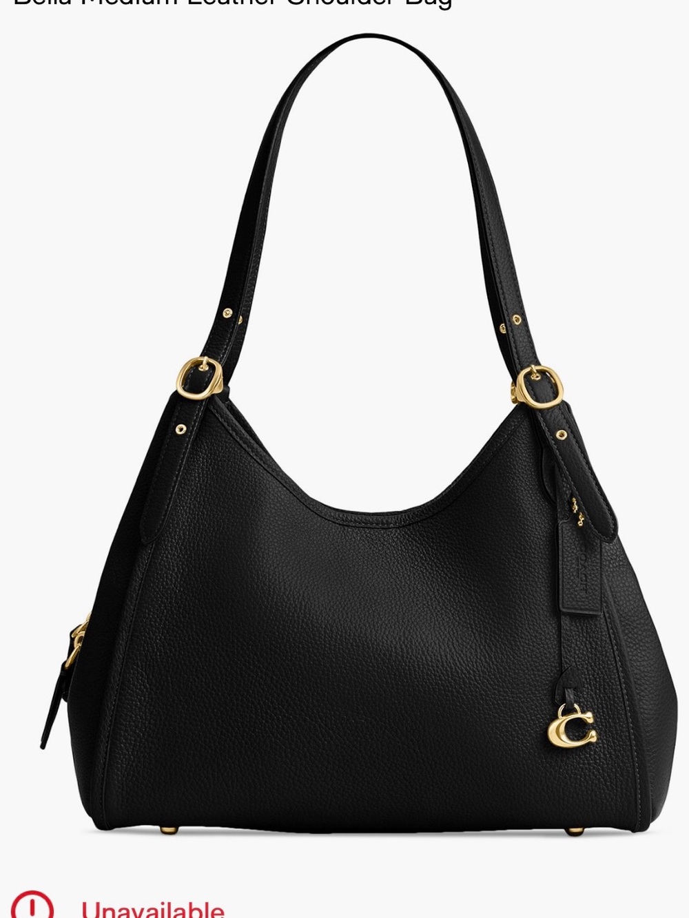 Coach Black Pebbled Leather Shoulder Hobo with Gold Accents